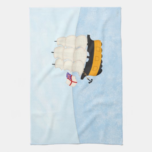 Zeilschip op het open Zee Theedoek (Verticaal)