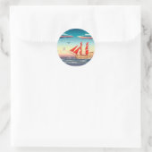 Zeilschip op het Zee 2 Ronde Sticker (Tas)