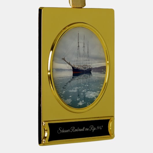 Zeilschip Rembrandt van Rijn 1947 Verguld Banner Ornament (Rechts)