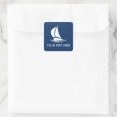 Zeilschip silhouette marineblauw, aangepast vierkante sticker (Tas)