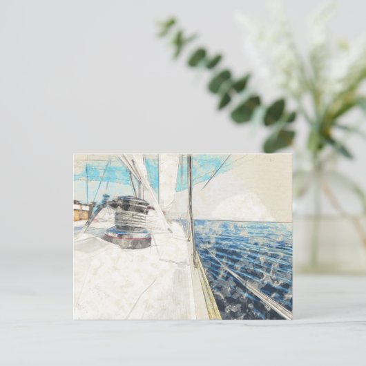 Zeilschip surfen door zee briefkaart (Staand voorkant)