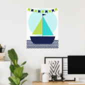Zeilschip-themaposter voor de kinderkamer poster (Thuiskantoor)