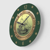 Zeilschip van Galleon ~ Brass Porthole ~ Grote Klok (Hoek)