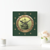 Zeilschip van Galleon ~ Brass Porthole ~ Vierkante Klok (Huis)