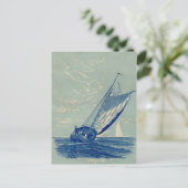 Zeilschip vintage reizen briefkaart (Staand voorkant)