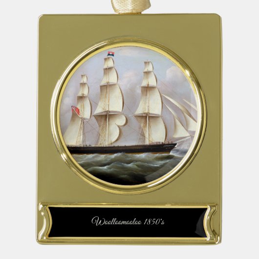 Zeilschip Woolloomooloo 1850 Verguld Banner Ornament (Voorkant)