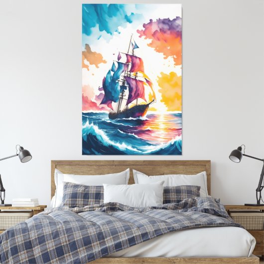 Zeilschip Zee schilderij Canvas Afdruk (Insitu (Slaapkamer))