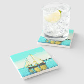 zeilschoener marmeren stenen magneet stenen onderzetter (Zijkant)