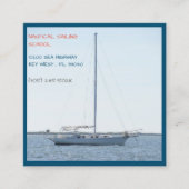Zeilschool instructeur/witte zeilboot zeilen vierkante visitekaartje (Voorkant)