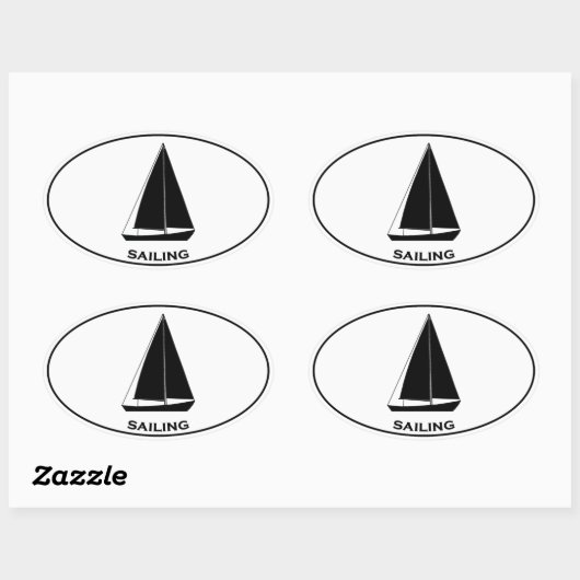 Zeilsloep Zeilboot Ovaal Logo Ovale Sticker (Vel)