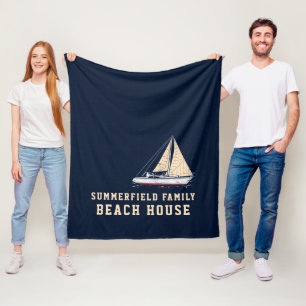 Zeilsport Familie Strandhuis Aangepaste Boten Fleece Deken