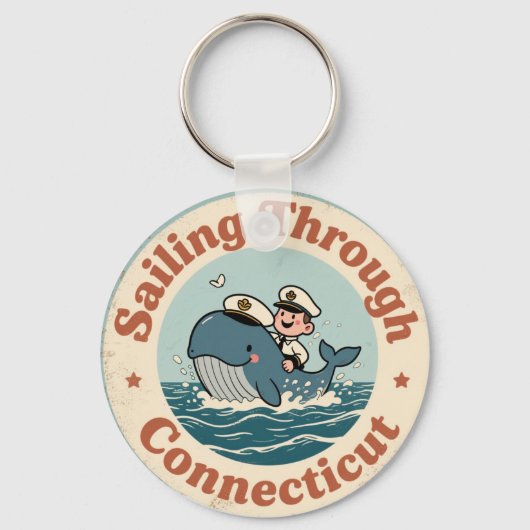 Zeiltocht door Connecticut walvis Sleutelhanger (Voorkant)