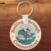 Zeiltocht door Connecticut walvis Sleutelhanger (Voorkant)