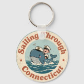Zeiltocht door Connecticut walvis Sleutelhanger (Achterkant)