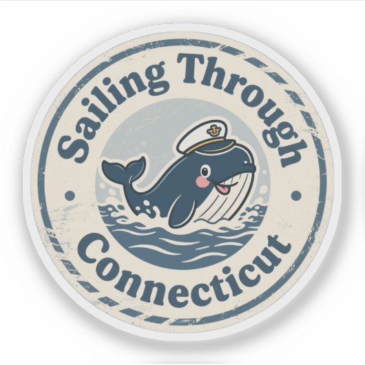 Zeiltocht door Connecticut walvis Sticker (Voorkant)