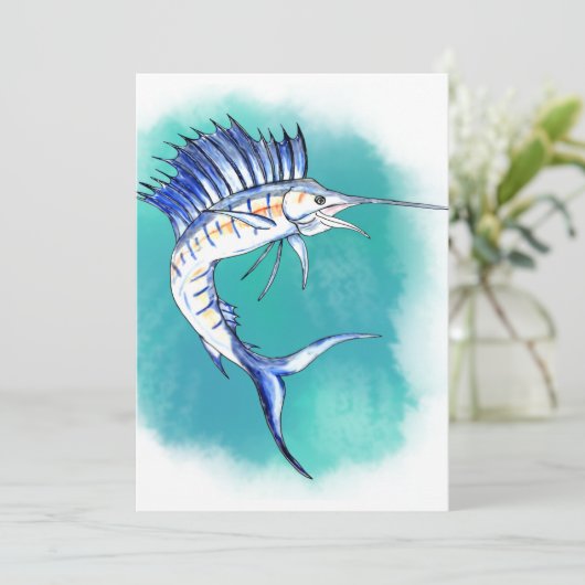 Zeilvis in Waterverf Kaart (Staand voorkant)