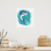 Zeilvis in Waterverf Poster (Keuken)