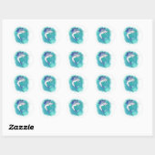 Zeilvis in Waterverf Ronde Sticker (Vel)