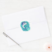 Zeilvis in Waterverf Ronde Sticker (Envelop)