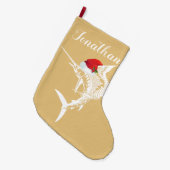 Zeilvis met Santa Hat Stocking Grote Kerstsok (Voorkant (Hangend))