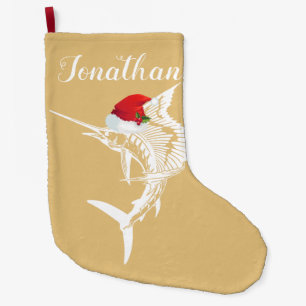 Zeilvis met Santa Hat Stocking Grote Kerstsok