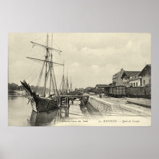 Zeilvrachtschepen, Bayonne, Frankrijk Poster (Voorkant)