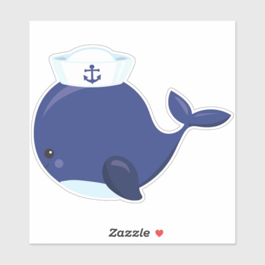 Zeilwalvis, kleine walvis, taarvis, blauwe walvis sticker (Vel)