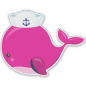Zeilwalvis, kleine walvis, taarvis, roze walvis sticker (Voorkant)