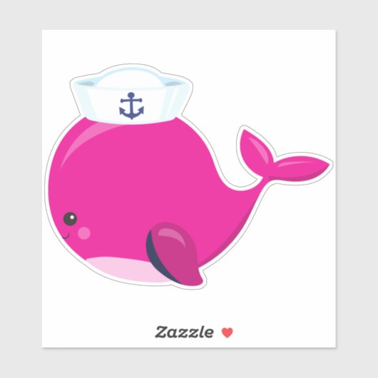 Zeilwalvis, kleine walvis, taarvis, roze walvis sticker (Vel)
