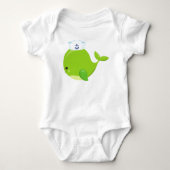 Zeilwalvis, walvis, Baby walvis, groene walvis Romper (Voorkant)