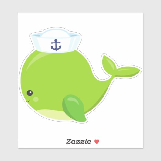 Zeilwalvis, walvis, Baby walvis, groene walvis Sticker (Vel)