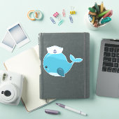 Zeilwalvis, walvis, kleine walvis, blauwe walvis sticker (iPad Cover)