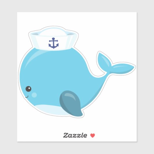Zeilwalvis, walvis, kleine walvis, blauwe walvis sticker (Vel)