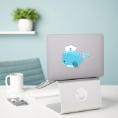 Zeilwalvis, walvis, kleine walvis, blauwe walvis sticker (Laptop op bureau)
