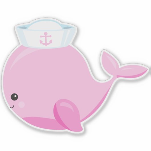 Zeilwalvis, walvis, kleine walvis, roze walvis sticker (Voorkant)