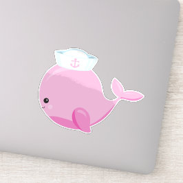 Zeilwalvis, walvis, kleine walvis, roze walvis sticker