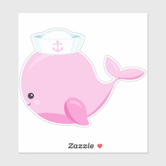 Zeilwalvis, walvis, kleine walvis, roze walvis sticker (Vel)