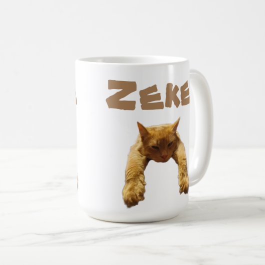 Zeke naam met Funny Lazy Cat, koffie Mok (Voorkant rechts)