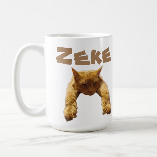 Zeke naam met Funny Lazy Cat, koffie Mok (Links)