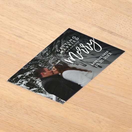 Zeker een vrolijke winter bruiloft save the date acryl uitnodigingen (Laagn)