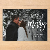 Zeker een vrolijke winter bruiloft save the date acryl uitnodigingen (Voorkant)