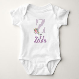 Zelda naam onthullen Floral Letter Z  aanjager Romper