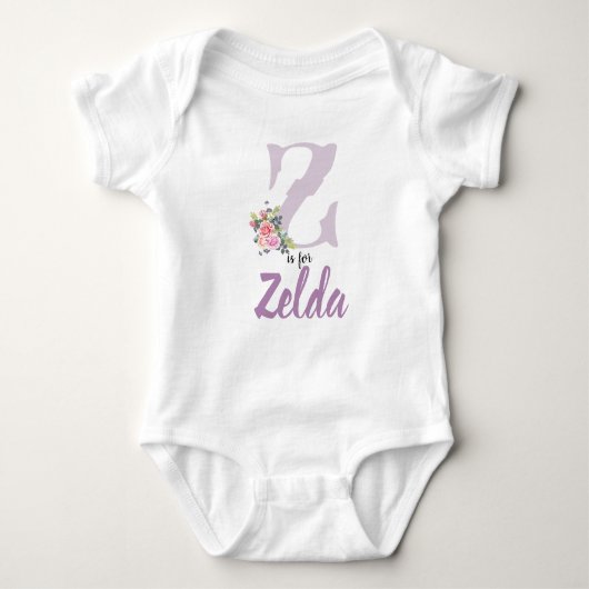 Zelda naam onthullen Floral Letter Z  aanjager Romper (Voorkant)