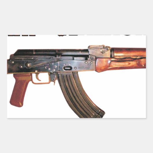 ZELDEN AK-47 RUSSISCH LEGER KALASJNIKOV PISTOOL RECHTHOEKIGE STICKER (Voorkant)