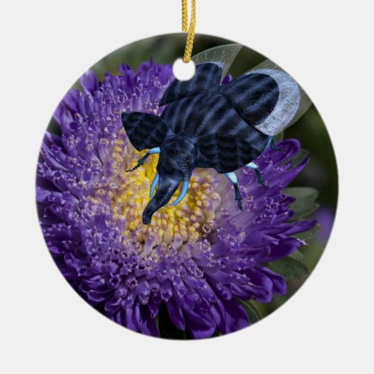 Zelden blauw olifant keramisch ornament (Voorkant)