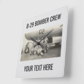 Zelden Foto WWII B-29 Bomber Crew Wall Clock Vierkante Klok (Hoek)