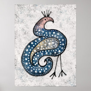 Zelden gekruide Paisley Bird Poster Wall Art