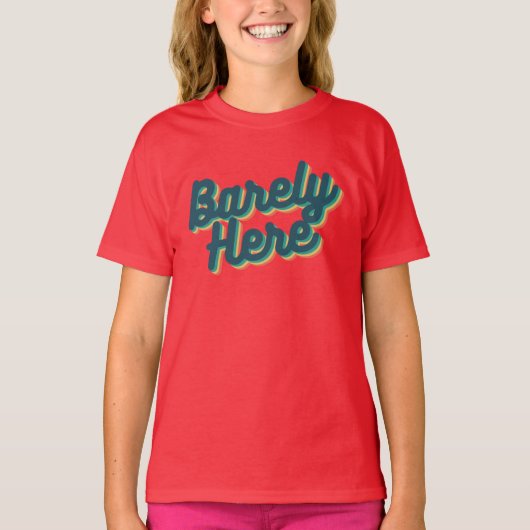 Zelden hier / Blauw T-shirt (Voorkant)