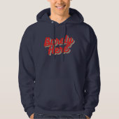 Zelden hier / rood hoodie (Voorkant)