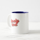 Zelden hier / rood tweekleurige koffiemok (Voorkant links)